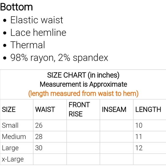 Lace Trim Thermal Flare Top & Shorts Pink Pajama Set Size Small - Picture 5 of 5